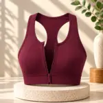 ELORA EASE Zip-Up Sports Bra - Wine