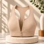 ELORA EASE Zip-Up Sports Bra - Beige